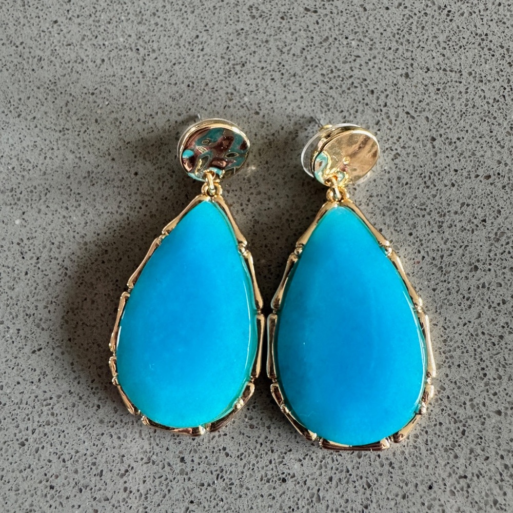 Lilly Pulitzer Moonlight Earrings (Gold/Aqua Palma)